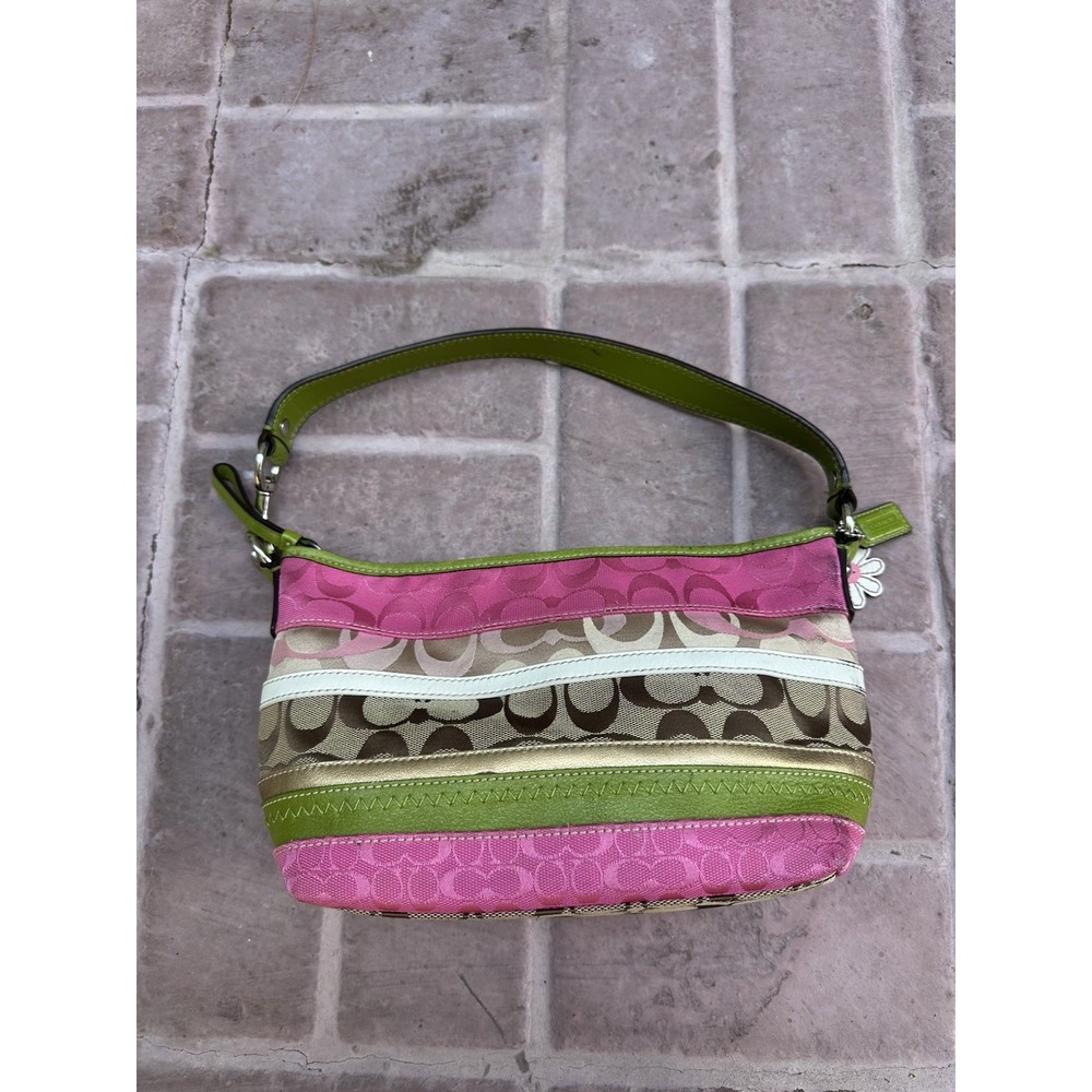 Vintage Y2K RARE Coach Bleecker Daisy Patchwork Demi Bag F14725 Pink & Green